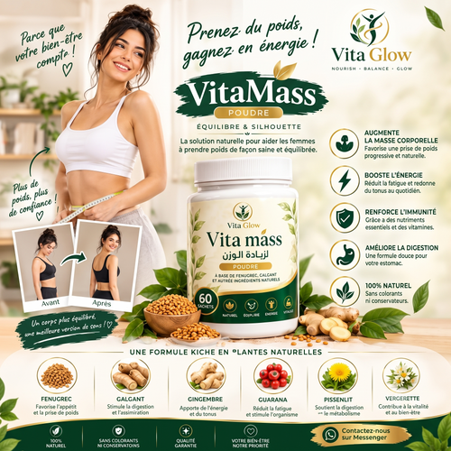 VitaMass Poudre Vita Glow - Prise de poids naturelle