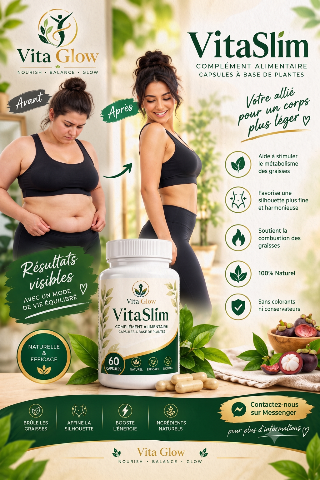 VitaSlim capsules minceur naturelles Vita Glow – avant après